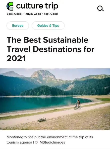 Culture Trip names Montenegro among best sustainable travel destinations for 2021